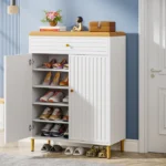 Dovas White & Brown Shoe Storage Cabinet - Image 4