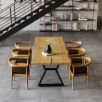 Separ Dining Table with Wood Top & Metal Frame - Image 2
