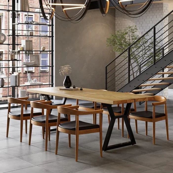 Separ Dining Table with Wood Top & Metal Frame - Image 5