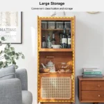 Lezaro Natural wood Storage cabinet with Rattan - Image 7