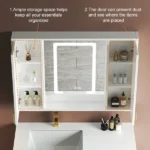Helen lighted bathroom mirror with moving back storage - Image 4