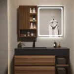Julia lighted bathroom mirror with moving back storage - Image 2