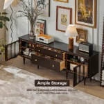 Glim black TV table - 2 drawers - Image 7