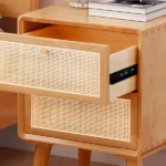 Katilo Nightstand Rattan and natural wood - 2 drawers - Image 3