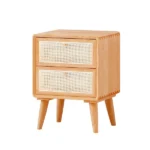 Katilo Nightstand Rattan and natural wood - 2 drawers - Image 8