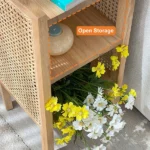 Klay Rattan Nightstand with natural wood - Image 3