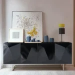 Venela Modern Sideboard Natural wood with Metal legs