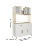White & Gold Freestanding Cabinet & Pantry Organization with Wine Glass Holder - Image 4