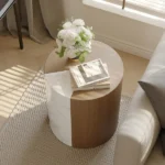 Cemenna Natural wood table with modern marble - Image 3