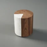 Cemenna Natural wood table with modern marble - Image 5