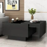 Stella Natural wood table with glass top - One Drawer - Image 2
