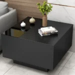 Stella Natural wood table with glass top - One Drawer - Image 3