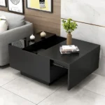 Stella Natural wood table with glass top - One Drawer - Image 4