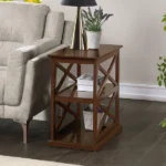 Arthella Natural wood Side table with storage