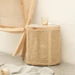 Hacki Natural Wood and Rattan Side table - Image 2