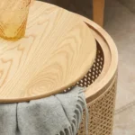 Hacki Natural Wood and Rattan Side table - Image 3