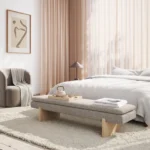 Lamoda Natural wood upholstered chair with 360 degree swivel base - Image 2