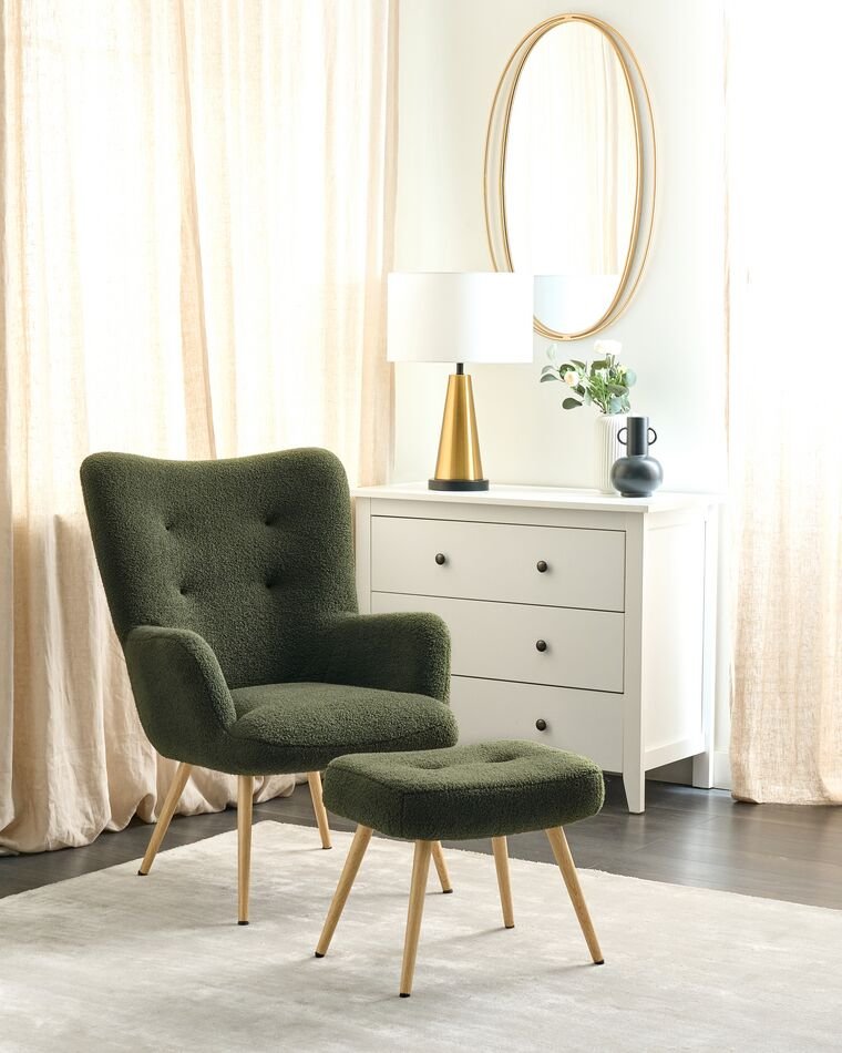 0011703_boucle-wingback-chair-with-footstool-dark-green-vejle.jpeg Montana-Arm chair and armrest - Image 1