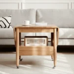 Divano Coffee table with shelf and drawer for storage Natural wood
