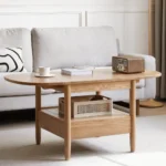 Divano Coffee table with shelf and drawer for storage Natural wood - Image 2