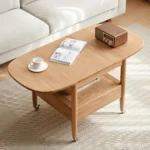 Divano Coffee table with shelf and drawer for storage Natural wood - Image 3