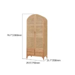 Japandi Woven Rattan Wardrobe with 2 Doors and 4 Drawers - Image 7