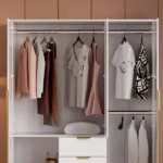 Aro Modern 3 Door Mirrored Wardrobe with Shelves and drawers - Image 6