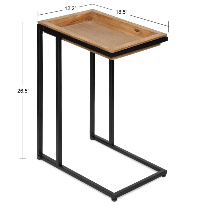 Clamy Side table Natural wood with Metal - Image 3