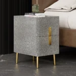 Inarrow Modern Nightstand Gold legs - 2 drawers - Image 9