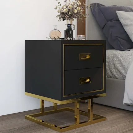 Earten Modern Black Nightstand - 2 drawers