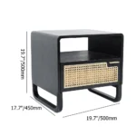 Kramsi Black Nightstand Rattan with Natural wood - Image 6