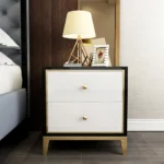 Larom Modern Nightstand Black and white - 2 drawers - Image 2