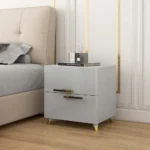 Grayish White Nightstand Modern 2-Drawer - Image 2