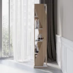 Samora curved bookcase in walnut and black - Image 8