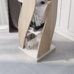 Samora curved bookcase in walnut and black - Image 10