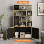 Sandra bookcase with shelves and shelf - natural wood - Image 3