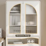 Oriental bookcase with two doors and a shelf's - natural wood - Image 2