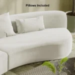Modern White Curved Velvet Sectional Sofa 2 Piece 4-Seater Chaise with 3 Pillows - Image 3