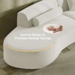 Modern White Curved Velvet Sectional Sofa 2 Piece 4-Seater Chaise with 3 Pillows - Image 7