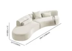 Modern White Curved Velvet Sectional Sofa 2 Piece 4-Seater Chaise with 3 Pillows - Image 9