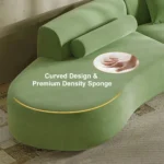 Modern White Curved Velvet Sectional Sofa 2 Piece 4-Seater Chaise with 3 Pillows - Image 14