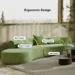 Modern White Curved Velvet Sectional Sofa 2 Piece 4-Seater Chaise with 3 Pillows - Image 16