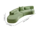 Modern White Curved Velvet Sectional Sofa 2 Piece 4-Seater Chaise with 3 Pillows - Image 17
