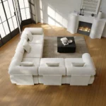 Modular White Velvet L-Shape Sectional Sofa - Image 3