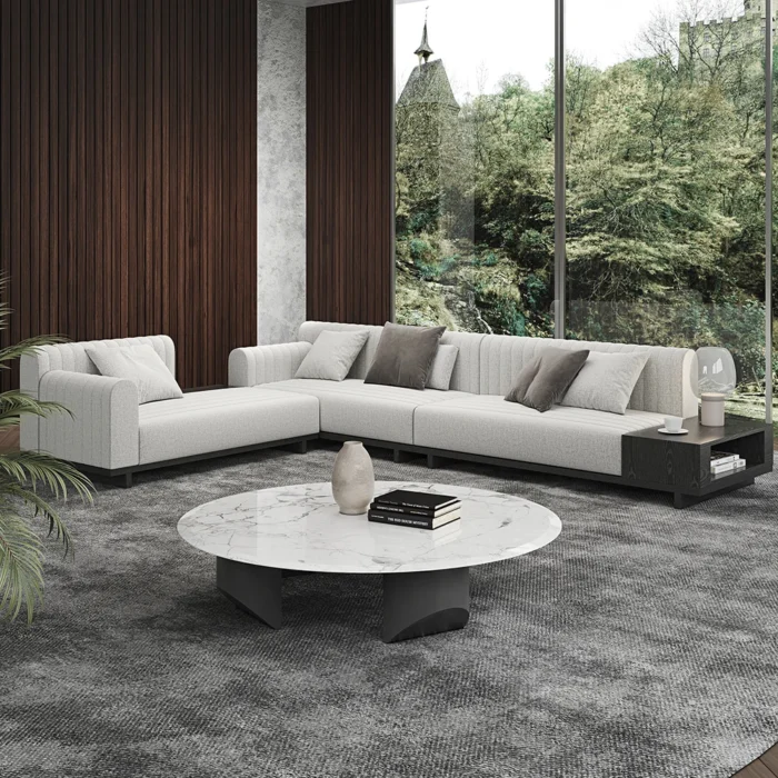 Bronze L-Shaped Sectional Natural wood - Image 3