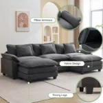 Plantos U Shaped Sectional Sofa - Natural wood - Image 3