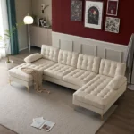 Guevara L-Shaped Sectional Natural wood- 3 pieces