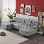 Guevara L-Shaped Sectional Natural wood- 3 pieces - Image 14