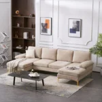 Mocha L-Shaped Sectional Natural wood