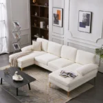 Mocha L-Shaped Sectional Natural wood - Image 11